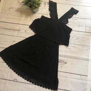Intu Black Sun Dress w Crochet Layer Detail